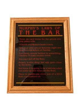 Murphys Laws Of The Bar Framed Vintage Humor Print Wall Art